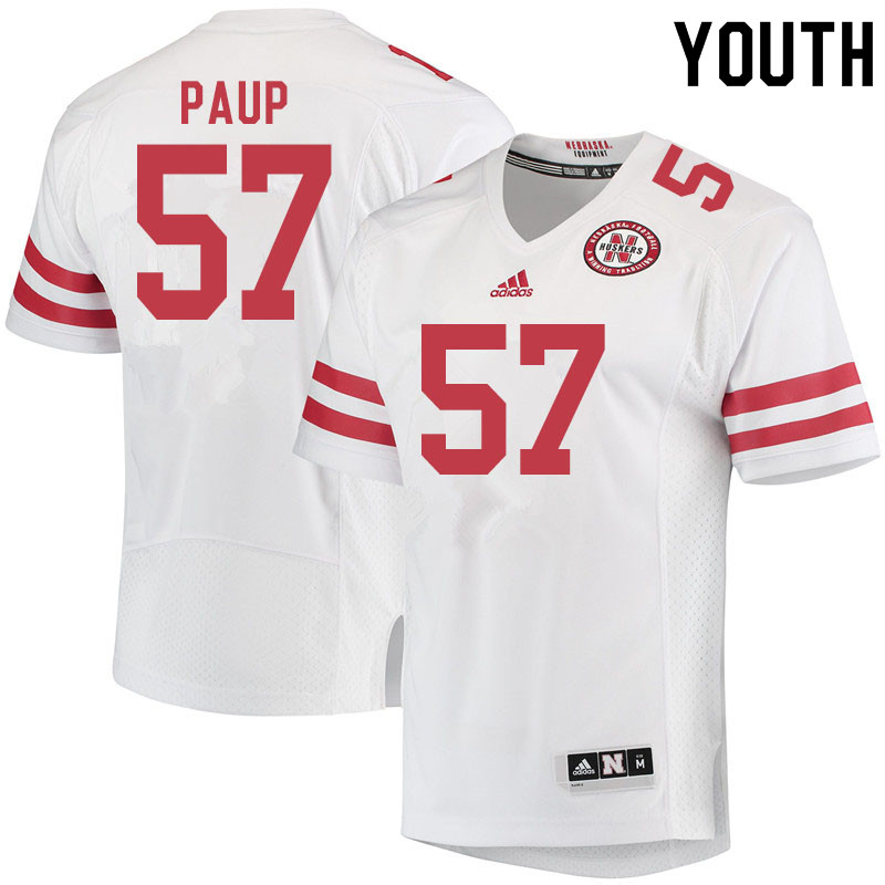 Youth #57 Jordan Paup Nebraska Cornhuskers College Football Jerseys Sale-White - Click Image to Close